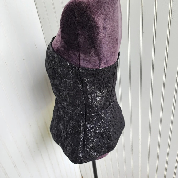 H&M Womens Whimsigoth Metallic Bandeau Peplum Tube Top Corset Size L Black - Picture 5 of 11